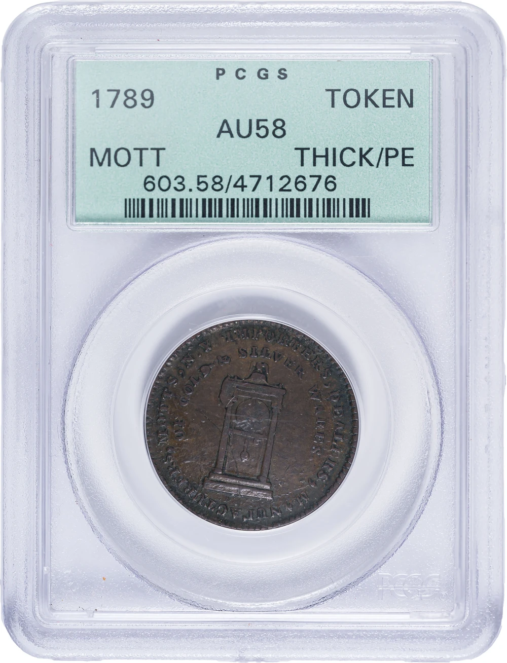 PCGS AU-58 "1789" Mott Token