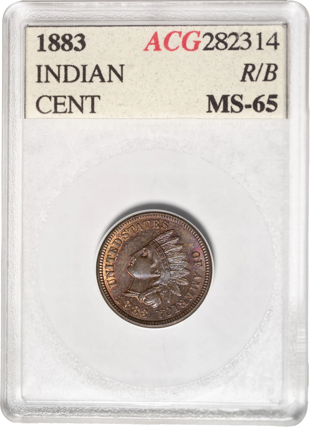 ACG MS-65 RB 1883 Indian Cent