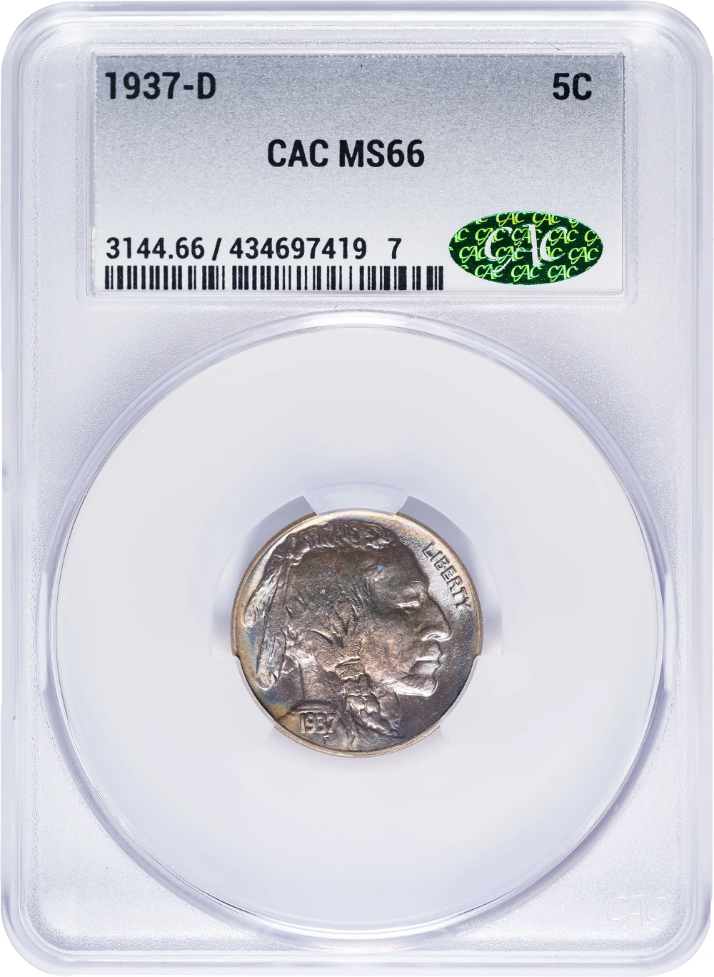 CACG MS-66 1937-D Buffalo Nickel
