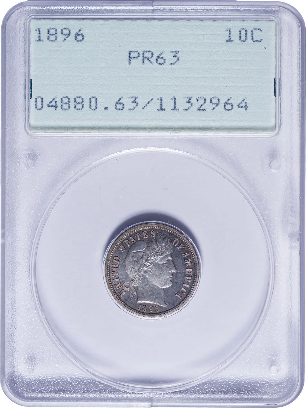 PCGS Proof-63 1896 Barber Dime