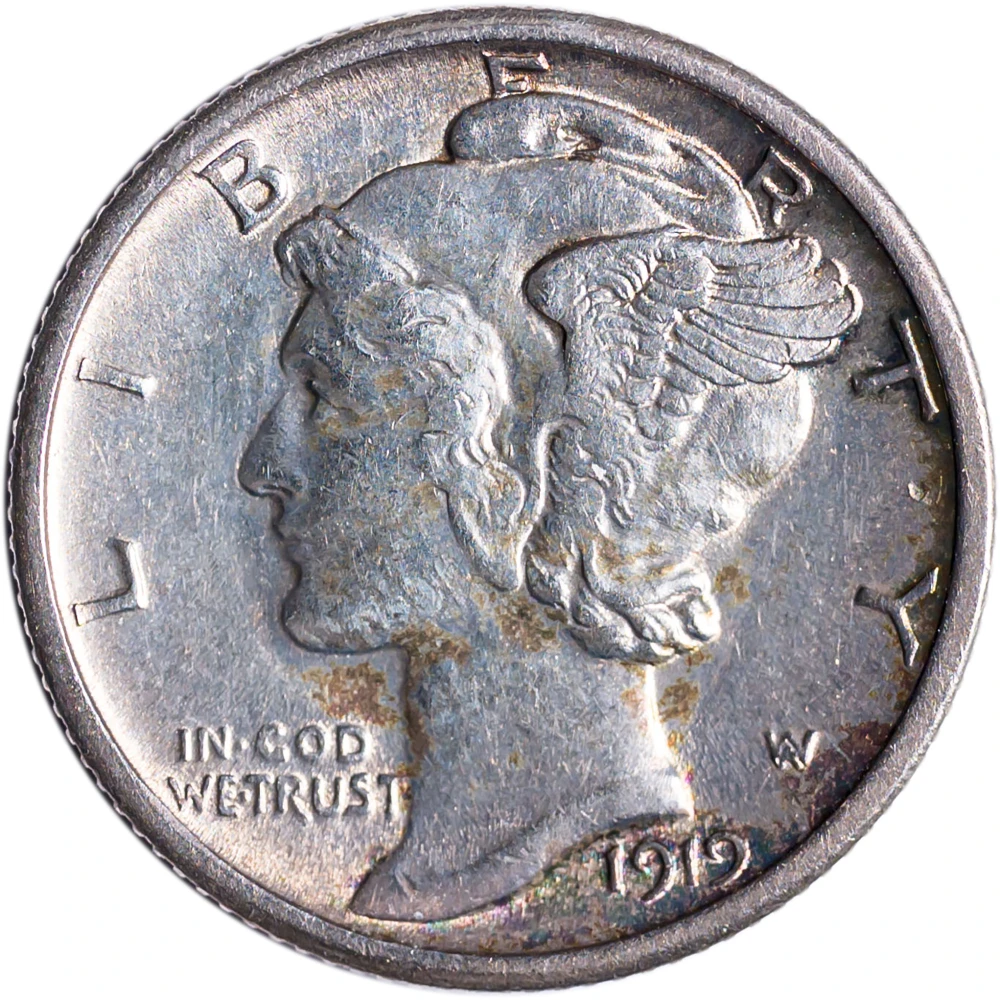 AU-50 1919-S Mercury Dime