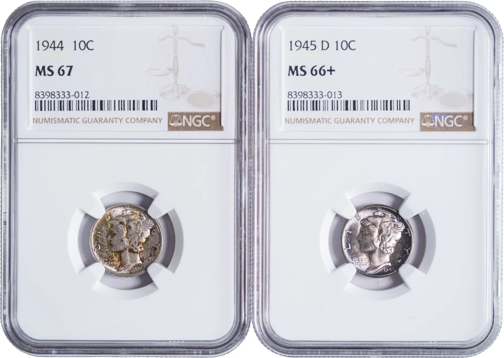 NGC-Certified Mercury Dime Duo