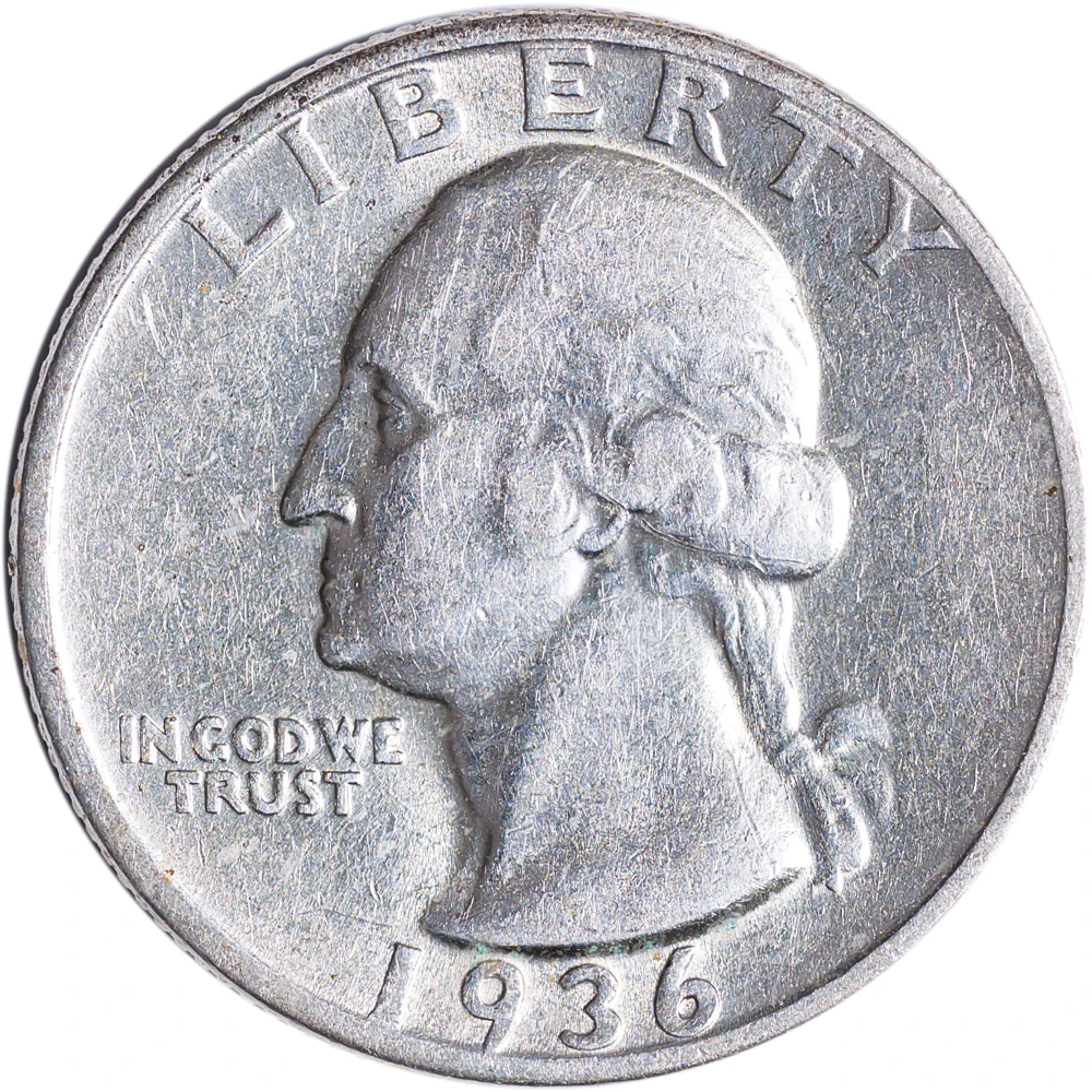 AU-50 1936-D Washington Quarter