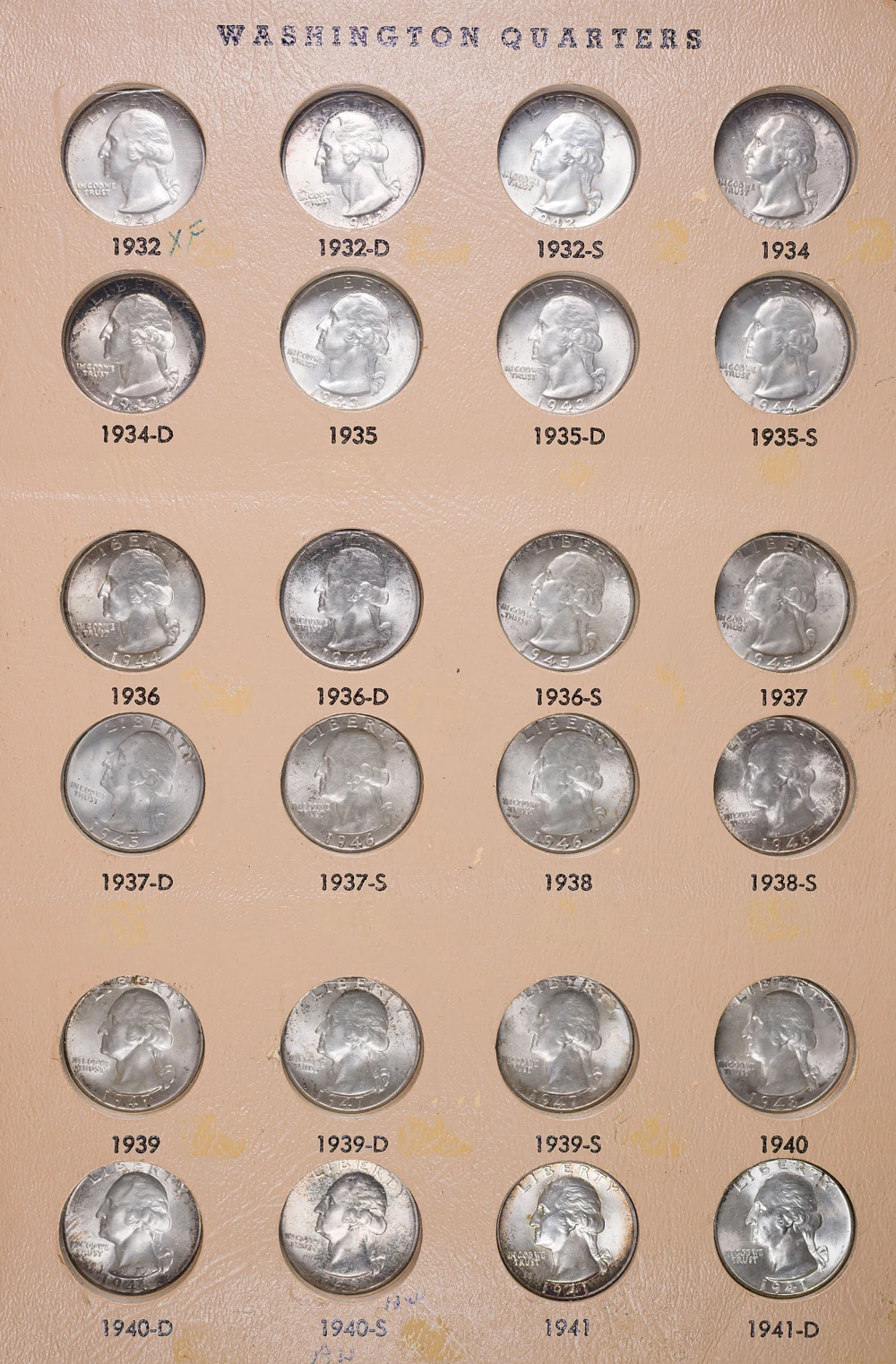 Choice BU 1941-64 P-D-S Washington Quarter Set