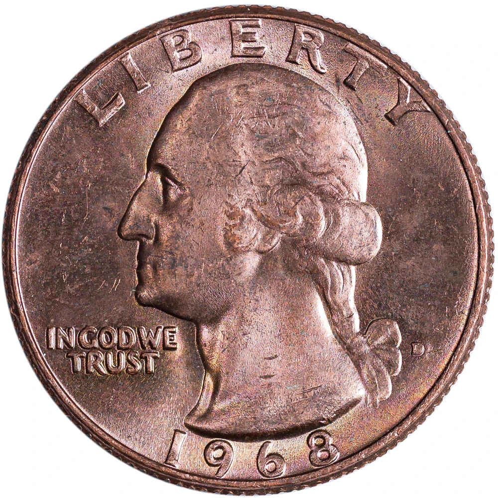 Choice MS-63 or Finer 1968-D Quarter Error