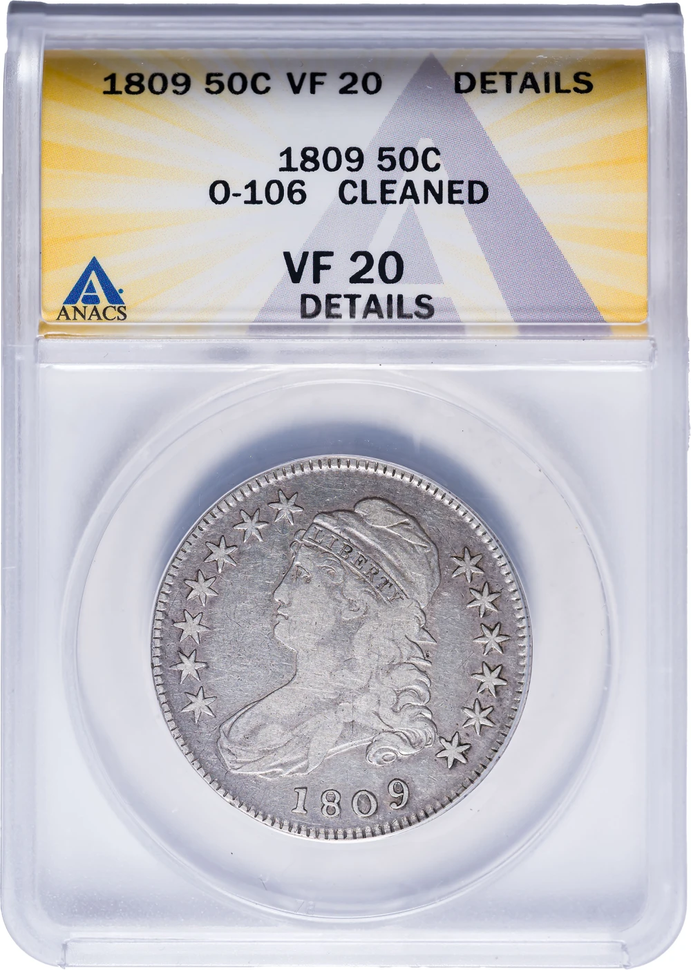 ANACS VF-20 Details 1809 Capped Bust Half Dollar