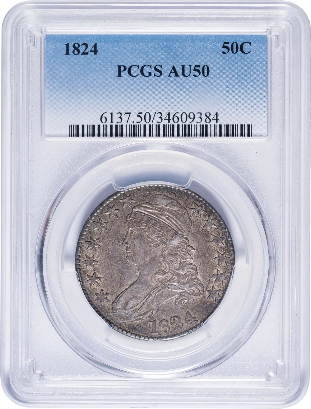 PCGS AU-50 1824 Capped Bust Half Dollar
