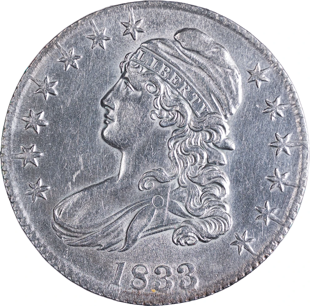 AU-58 Details 1833 Capped Bust Half Dollar