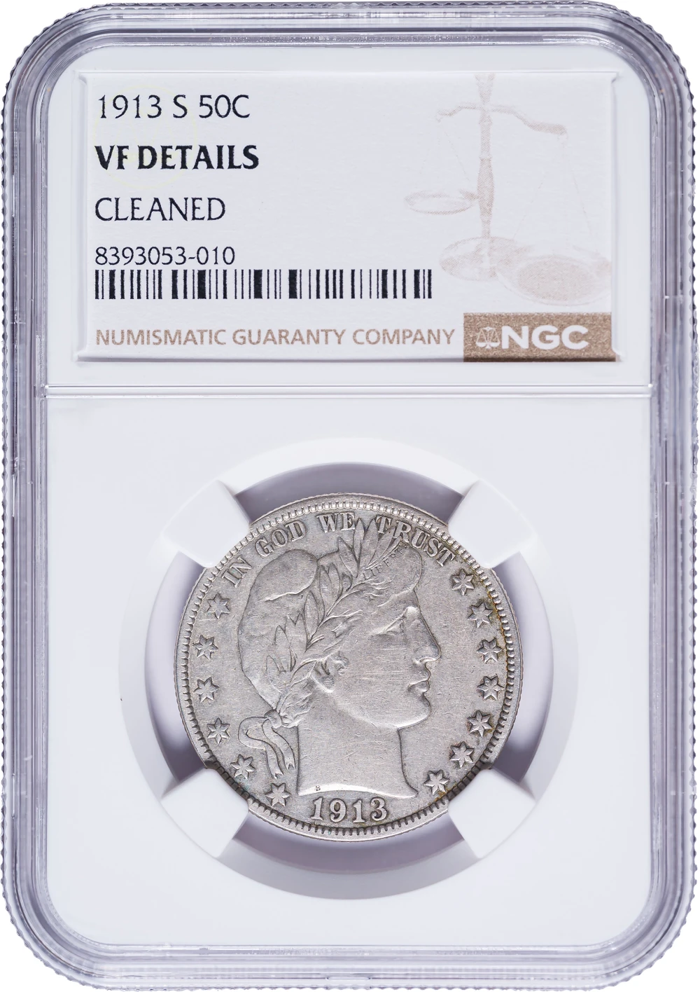 NGC VF Details 1913-S Barber Half Dollar