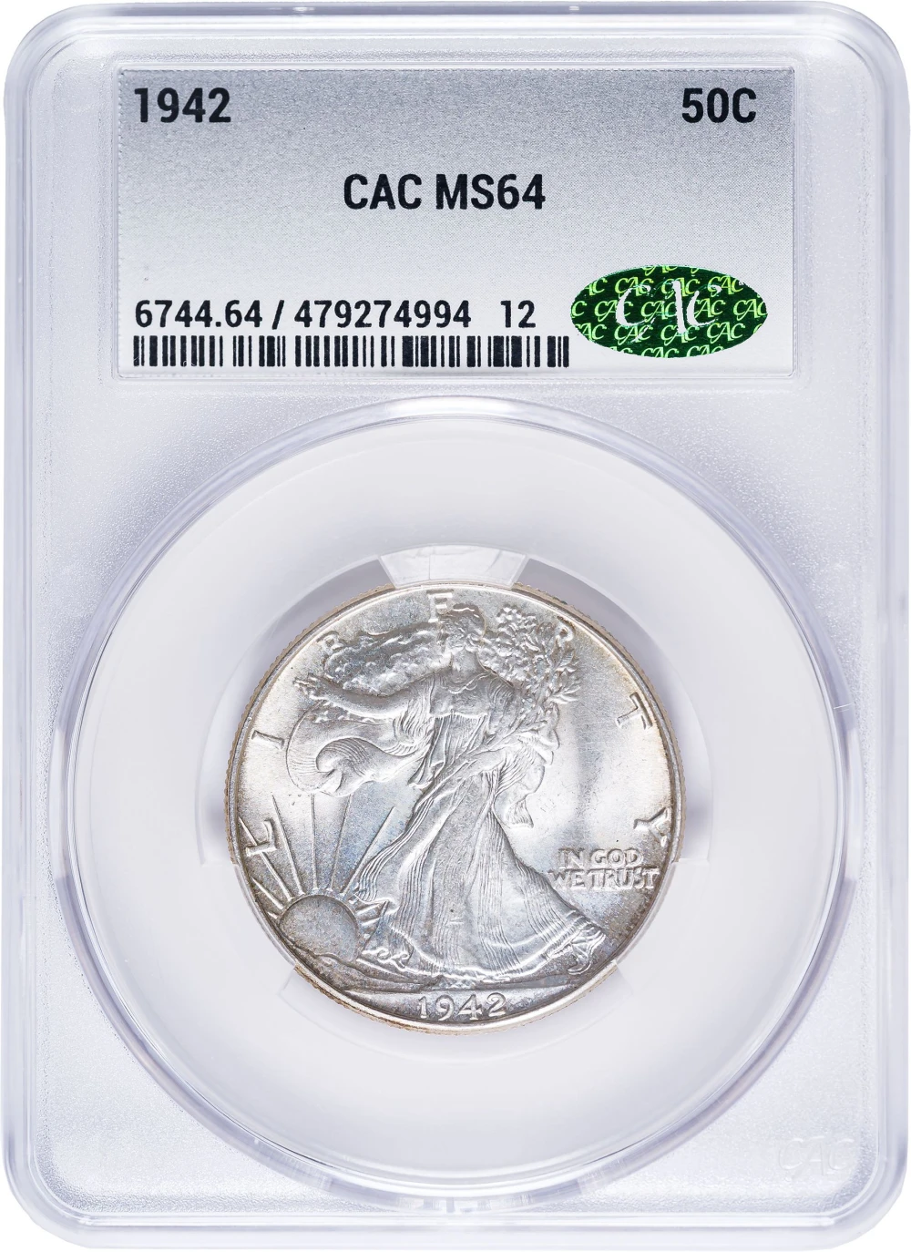 CACG MS-64 1942 Walking Liberty Half Dollar