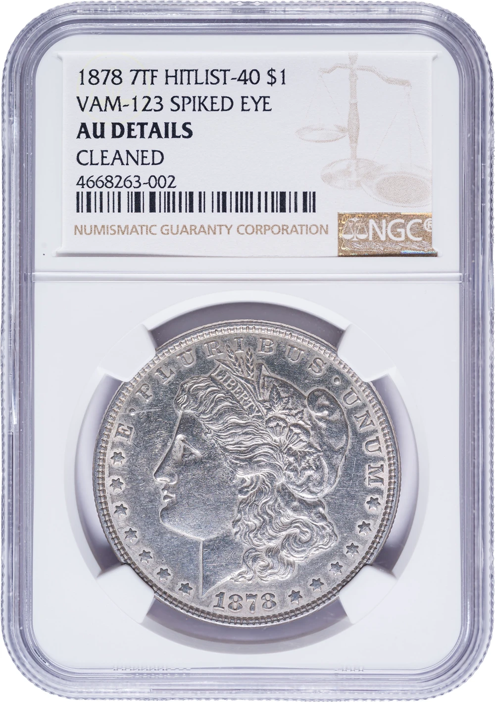 Rare Vam NGC AU Details 1878 7TF Morgan Dollar