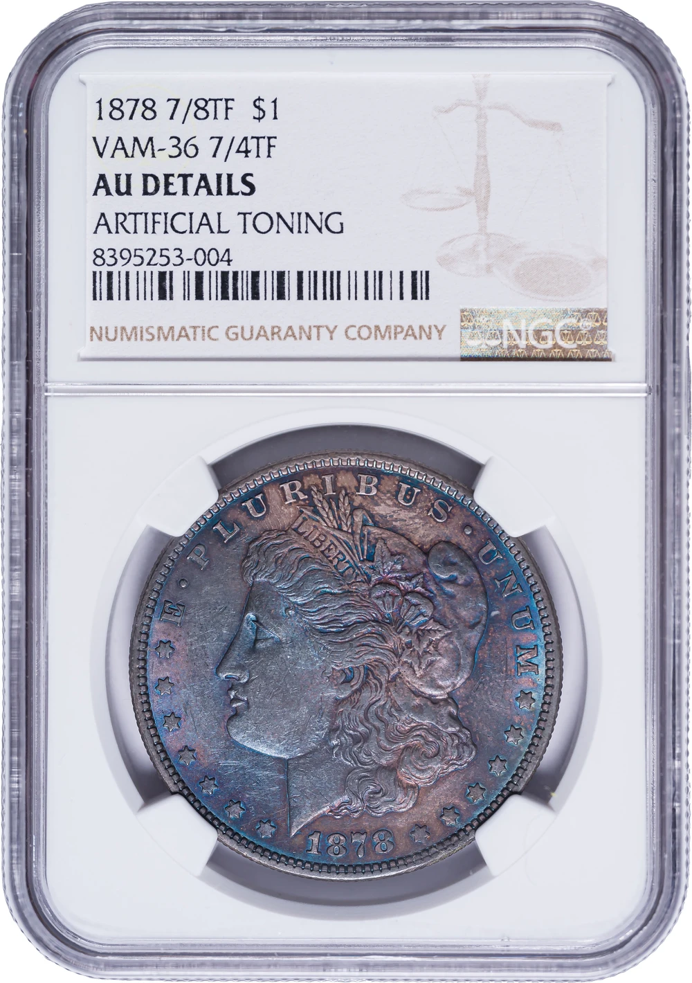 NGC AU Details 1878 7/8 TF Morgan Dollar