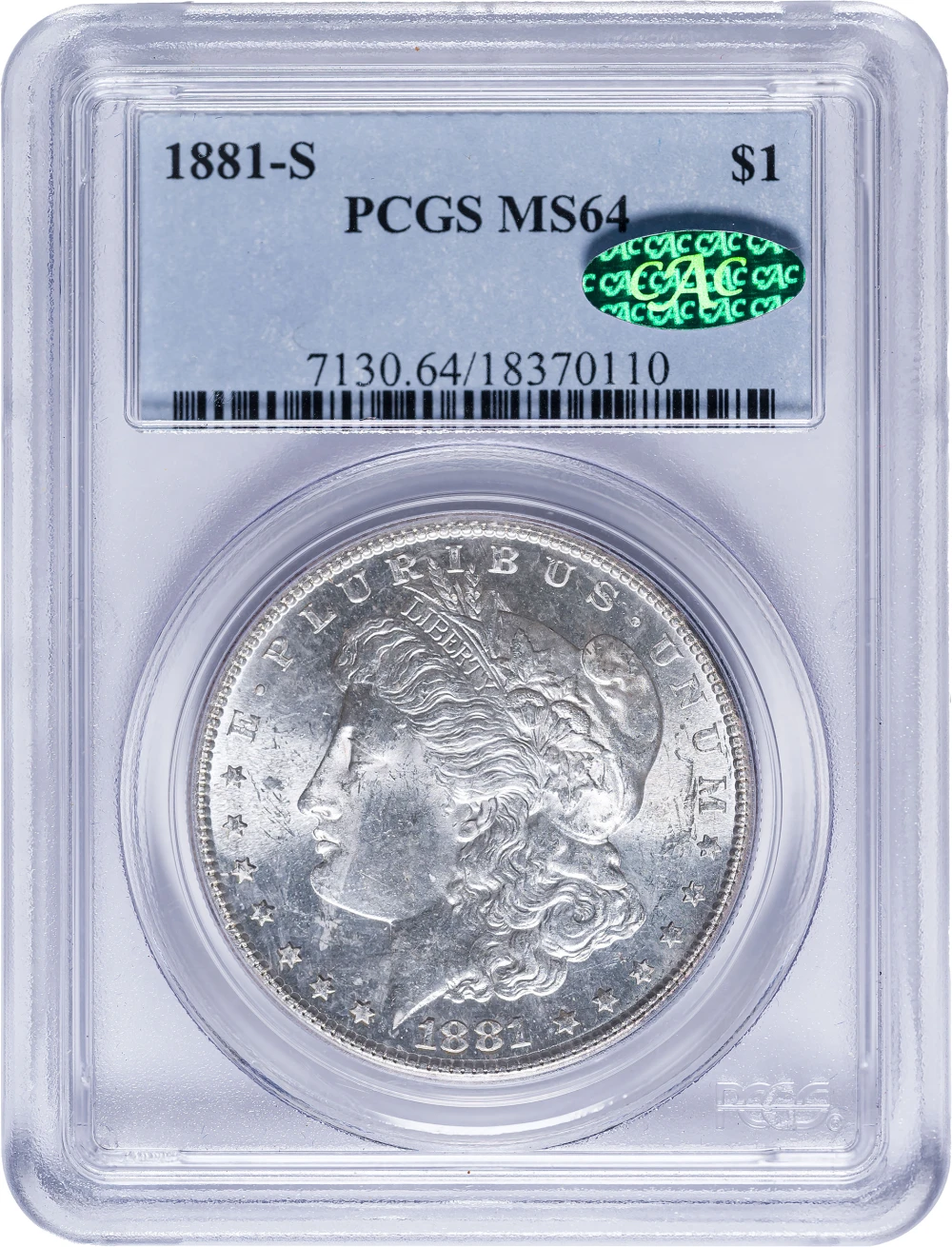 PCGS MS-64 CAC 1881-S Morgan Dollar