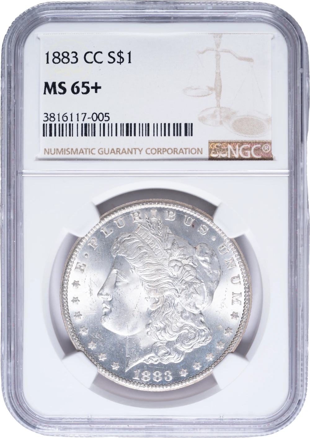 NGC MS-65+ 1883-CC Morgan Dollar