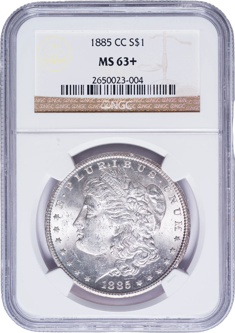 NGC MS-63+ 1885-CC Morgan Dollar