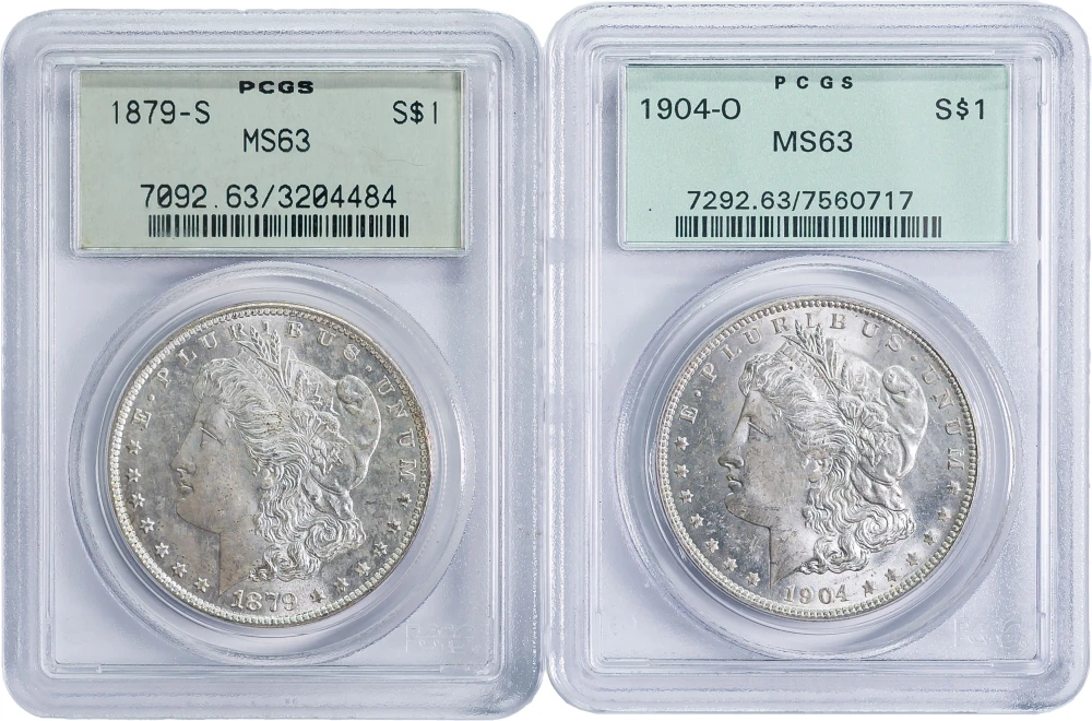 PCGS MS-63 OGH Morgan Dollar Pair