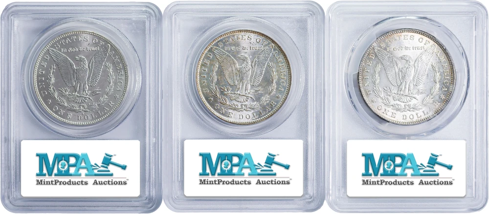 PCGS MS-63 Morgan Dollar Trio