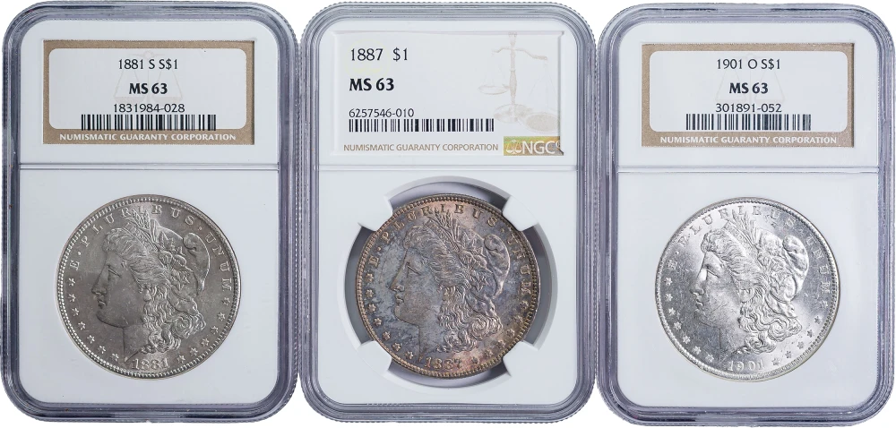 NGC MS-63 Morgan Dollar Trio
