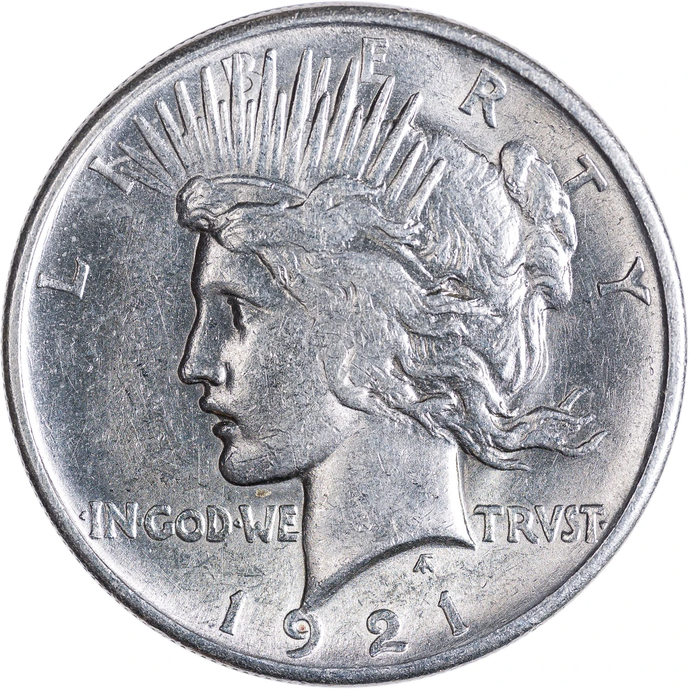 AU-58 1921 Peace Dollar