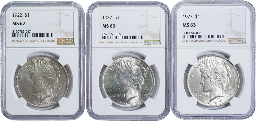 NGC Certified Peace Dollar Trio