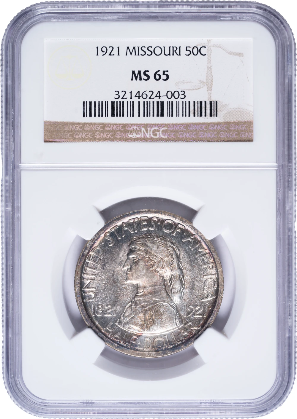 NGC MS-65 Toned 1921 Missouri Half Dollar