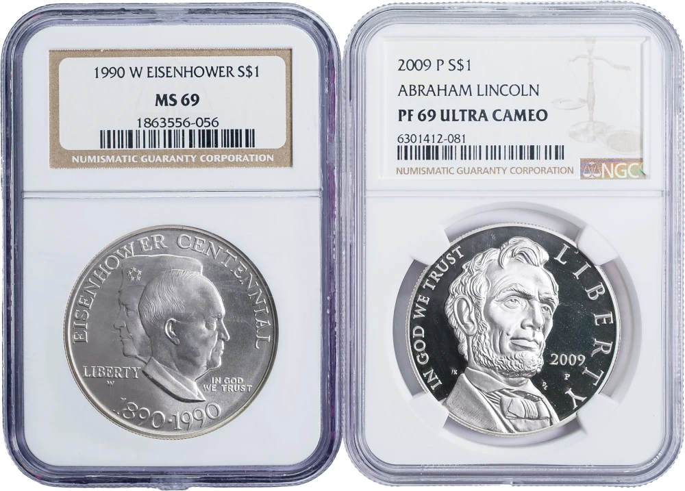 NGC Certified-69 Commemorative Dollar Pair