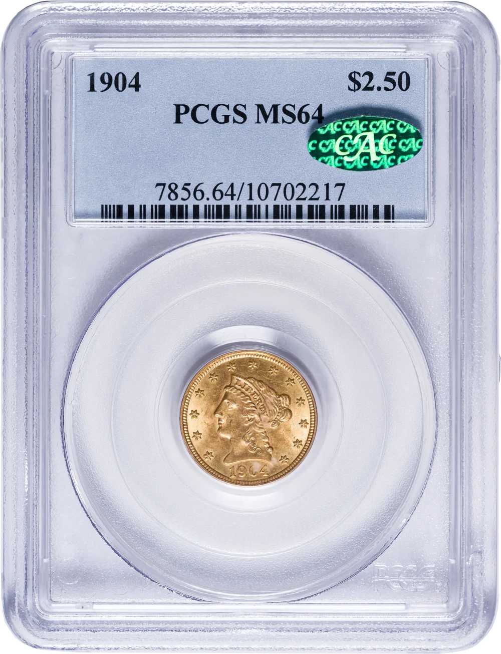 PCGS MS-64 CAC 1904 $2.50 Gold Liberty