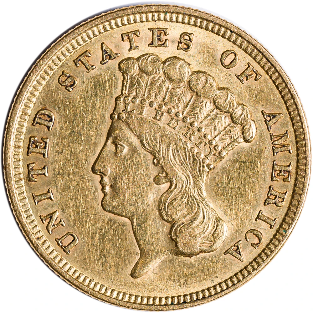 AU-50 1854 $3 Gold
