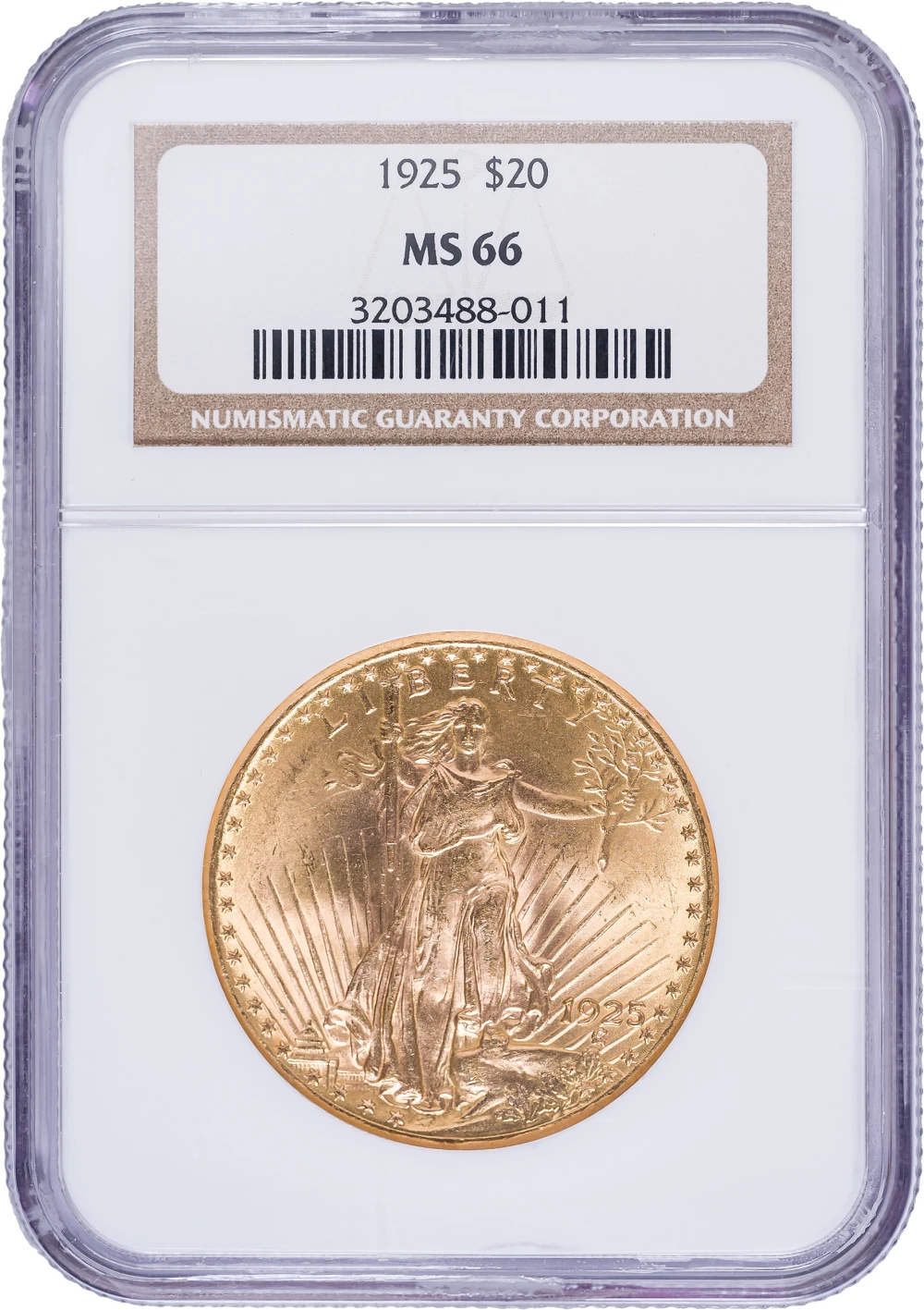 NGC MS-66 1925 $20 Gold St. Gaudens