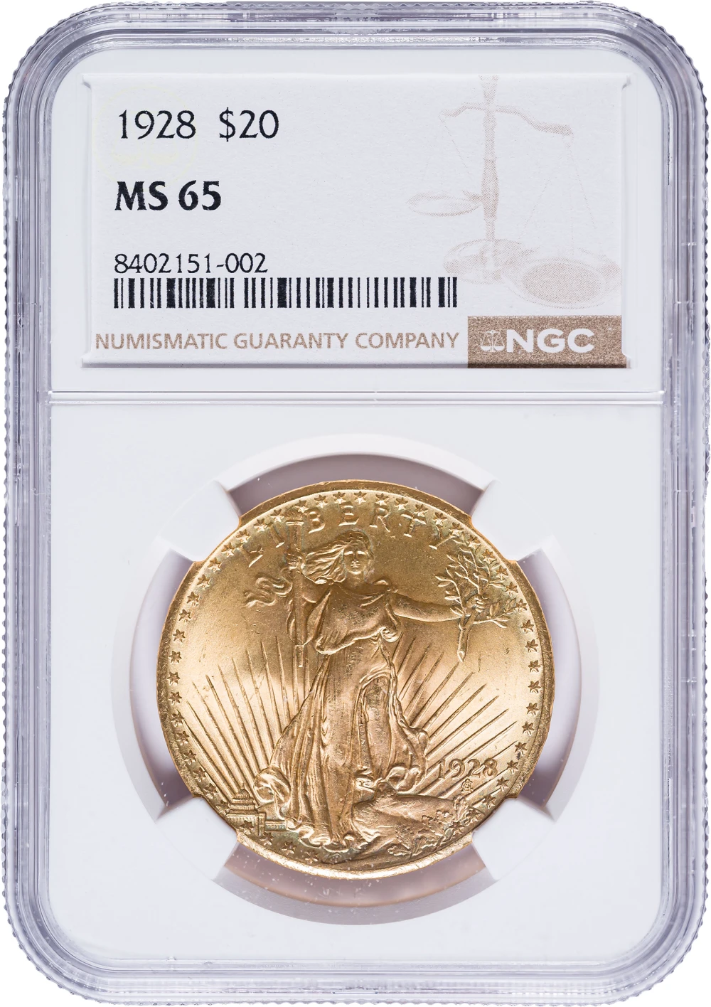 NGC MS-65 1928 $20 Gold St. Gaudens