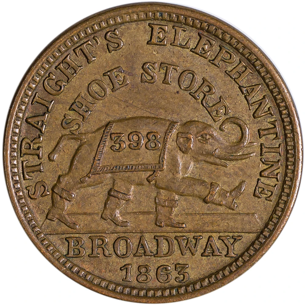 Civil War Token. New York. AU-50 1863 Token