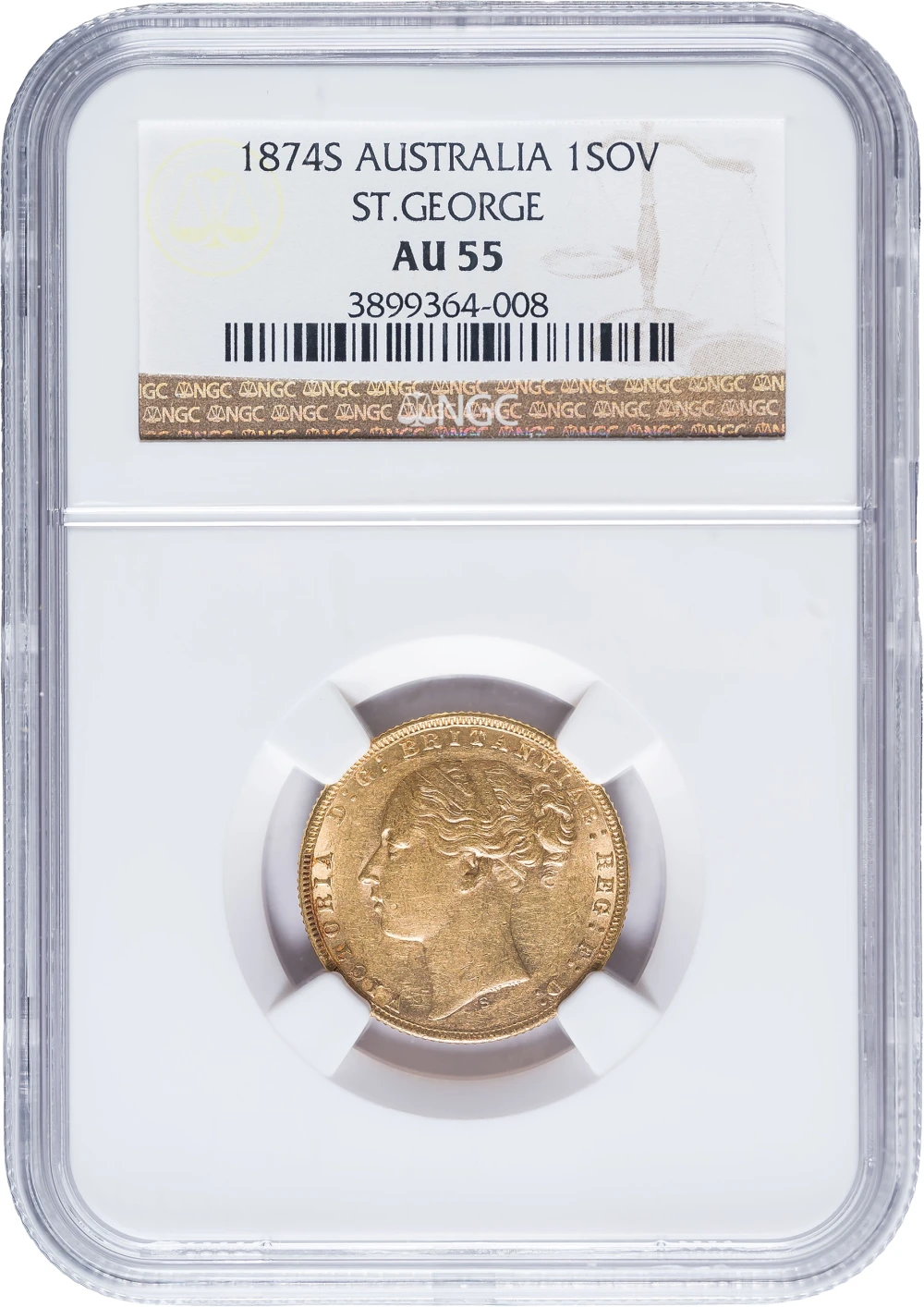 Australia. NGC AU-55 1874-S Gold Sovereign