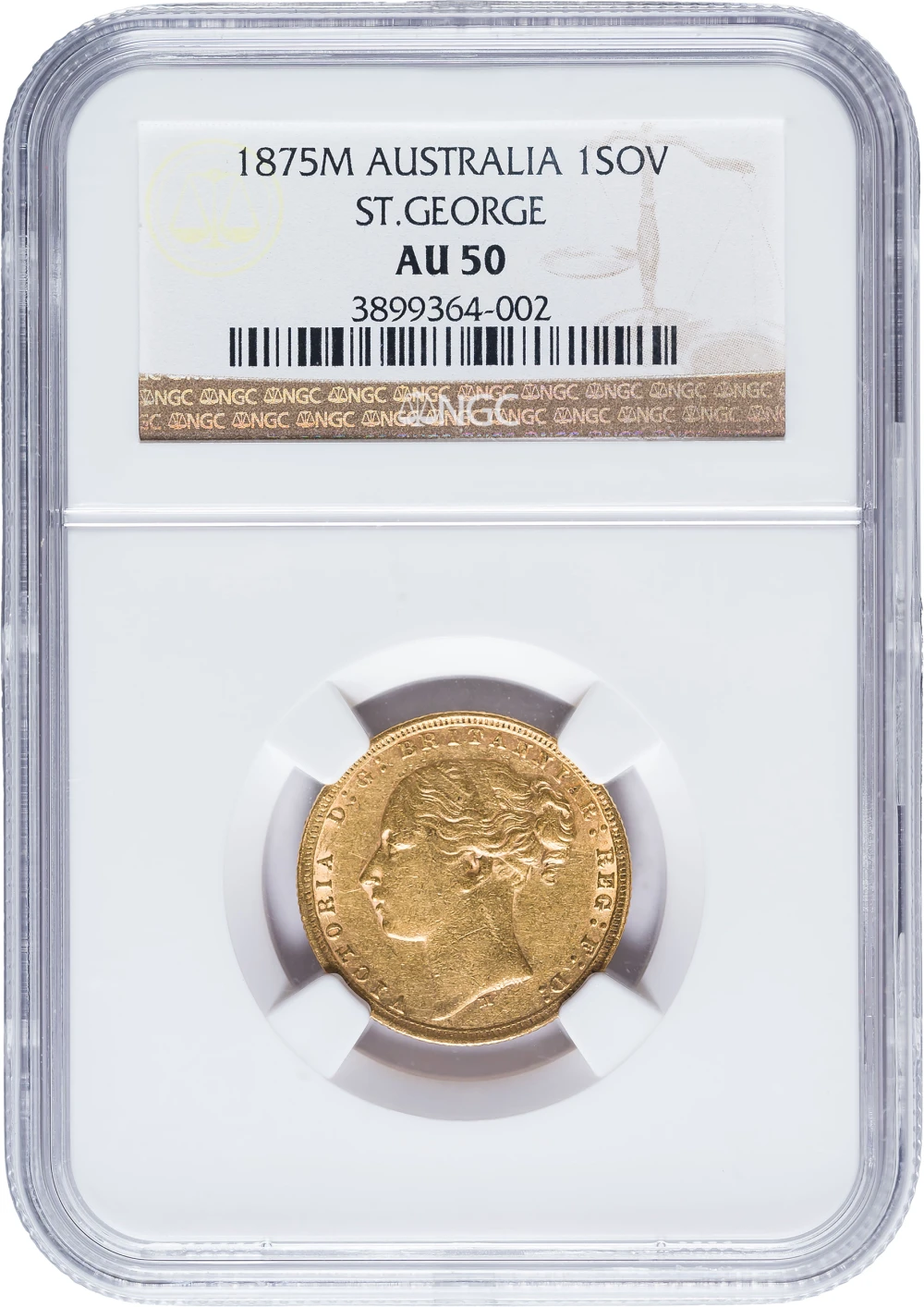 Australia. NGC AU-50 1875-M Gold Sovereign