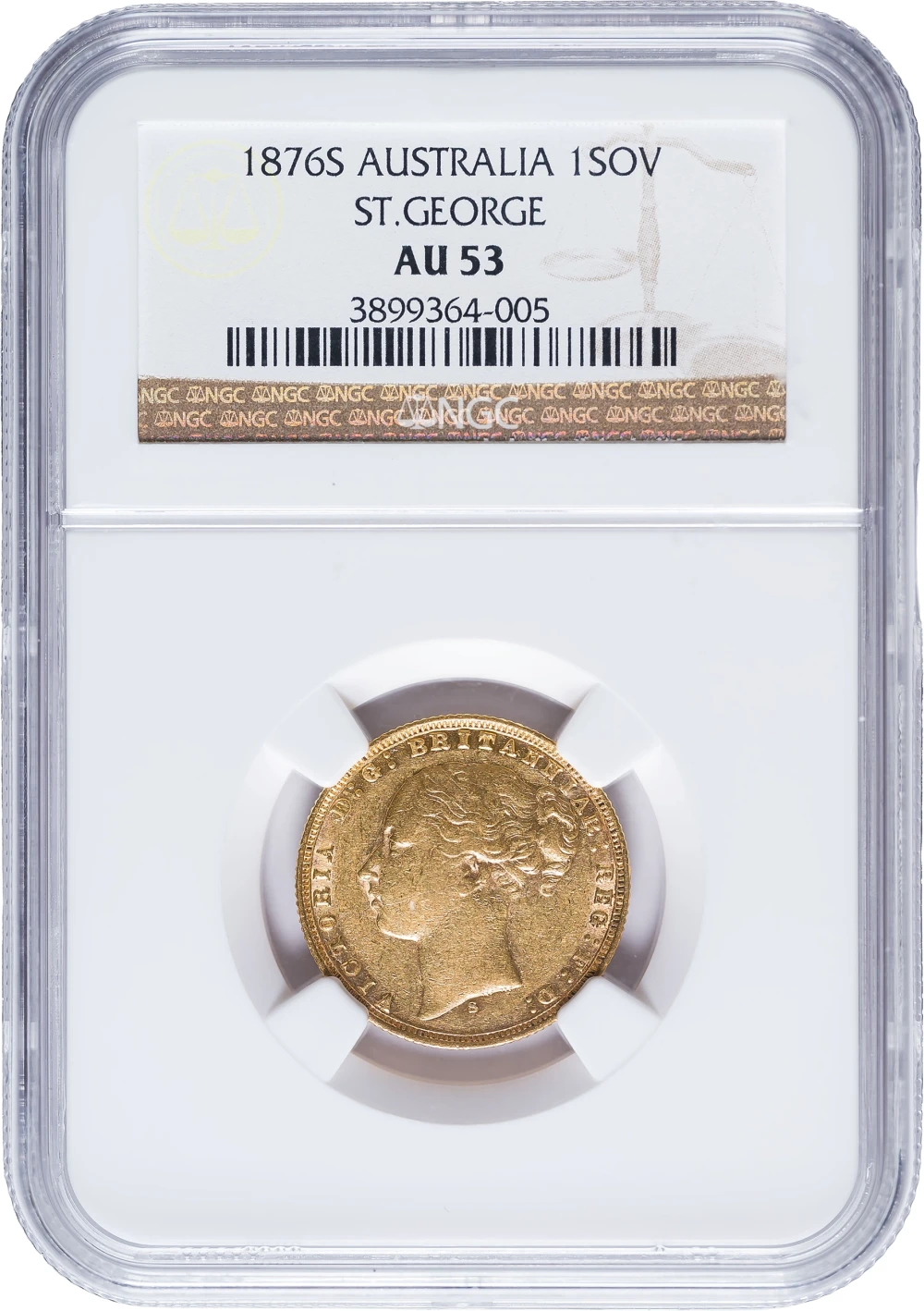 Australia. NGC AU-53 1876-S Gold Sovereign