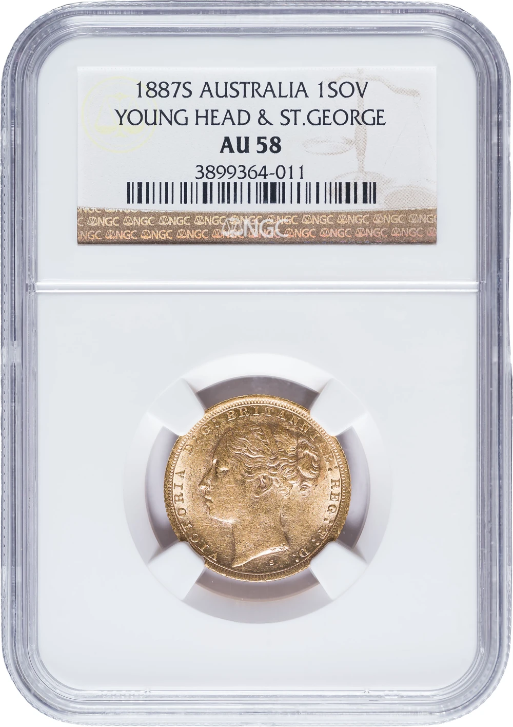 Australia. NGC AU-58 1887-S Gold Sovereign