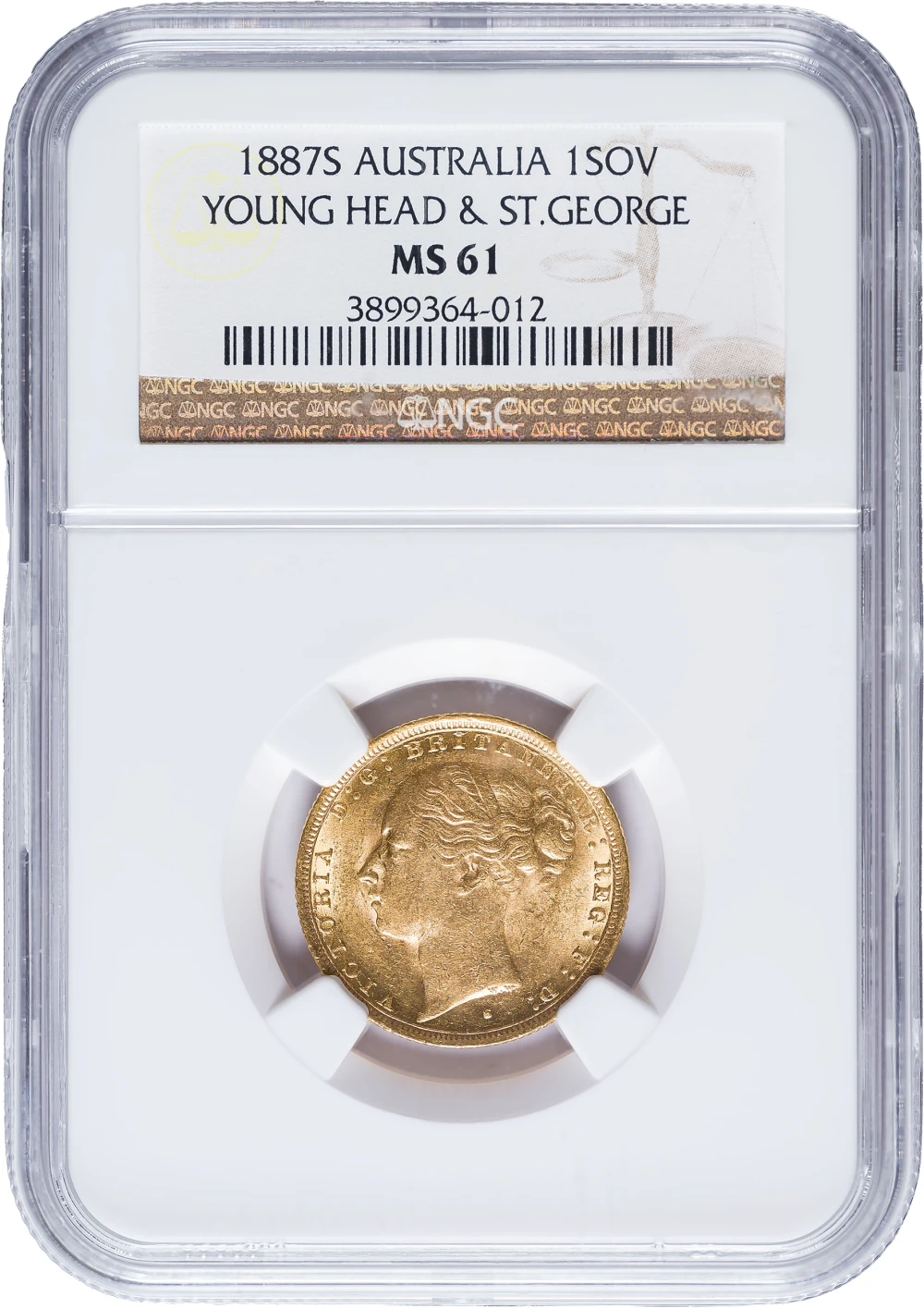 Australia. NGC MS-61 1887-S Gold Sovereign