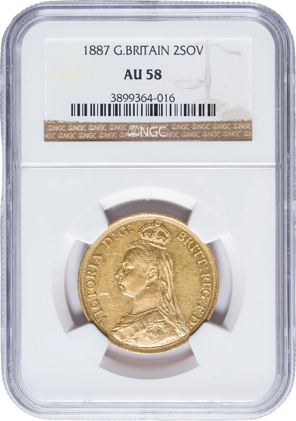 Great Britain. NGC AU-58 1887 Gold Two Sovereigns