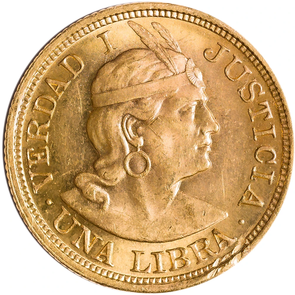 Peru. BU 1917 Gold Libra