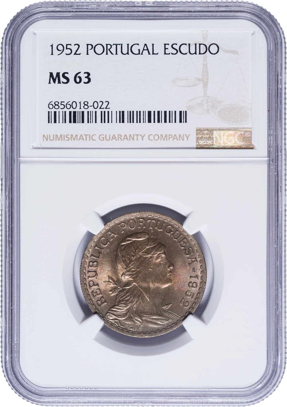 Portugal. NGC MS-63 Toned 1952 Escudo