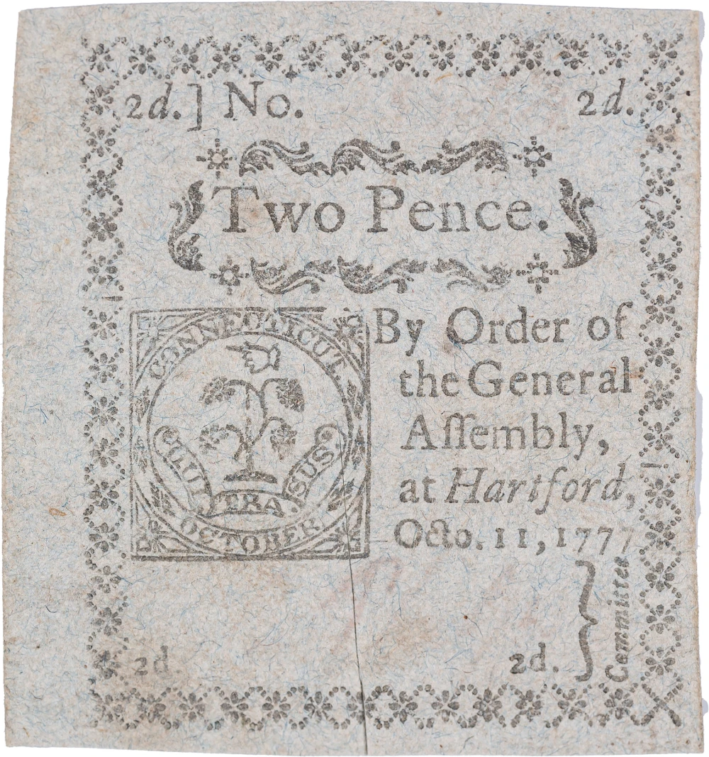 Connecticut. AU 1777 Two Pence Note
