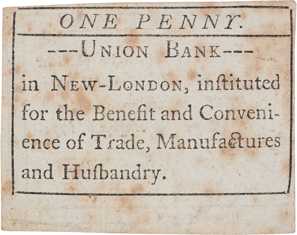 Connecticut. AU 1792 One Penny Note Rarity