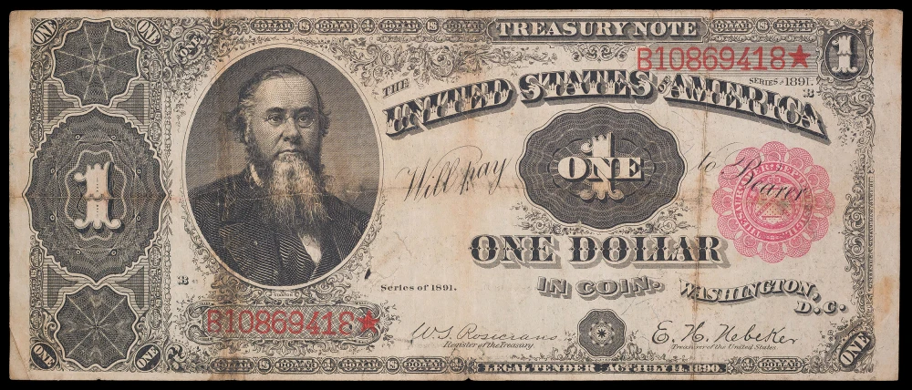 VF Series 1891 $1 Treasury Note