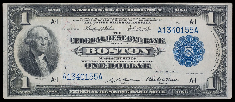 VF+ Series 1918 $1 Federal Reserve Note