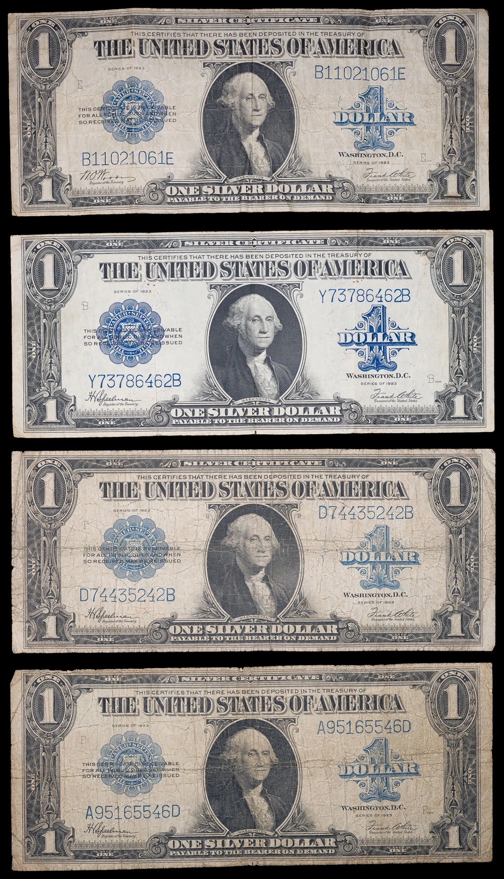 VG to Fine+ 1923 Horseblanket $1 Notes