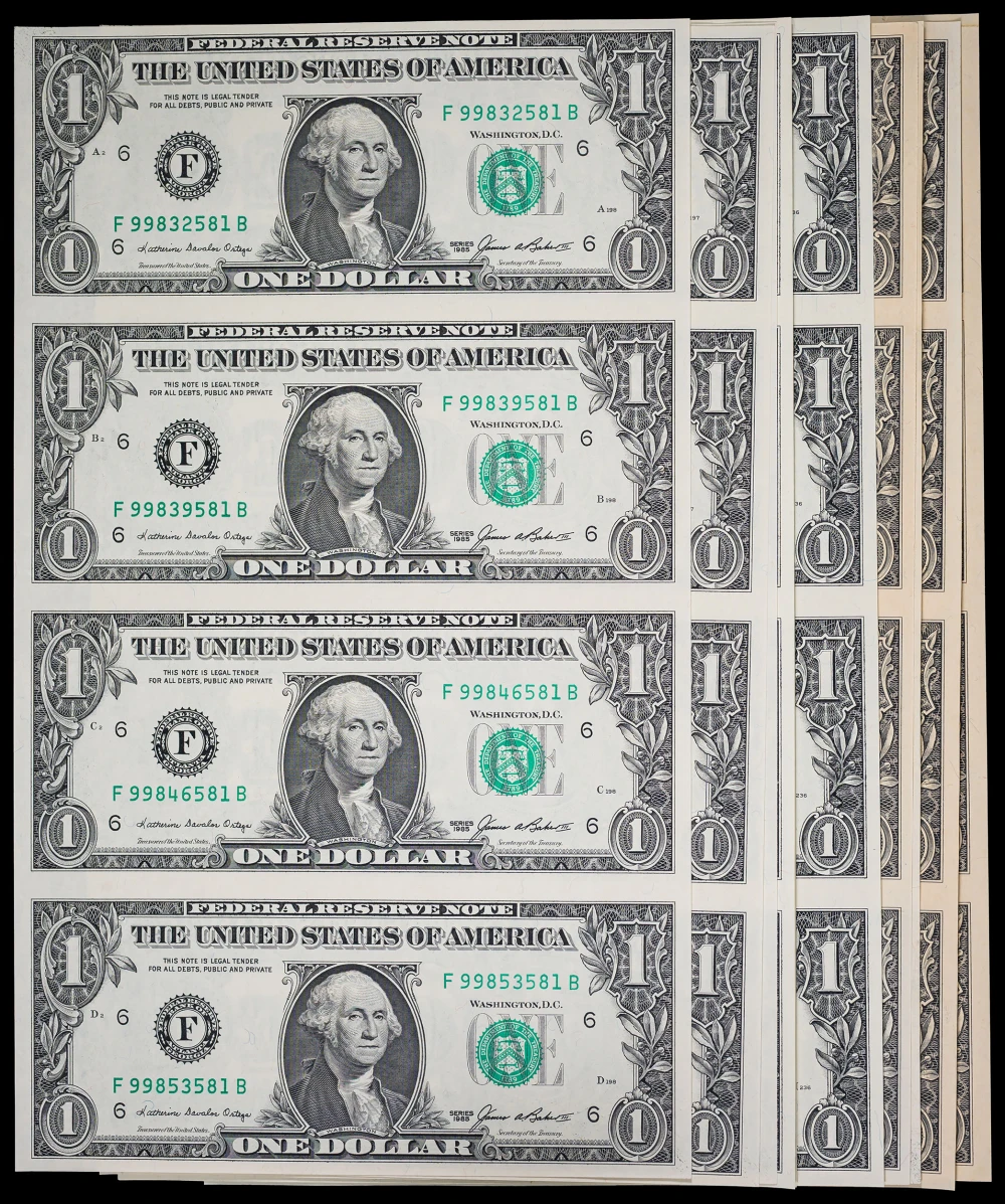 Group of 1981-1985-2003 Four-Note $1 Sheets