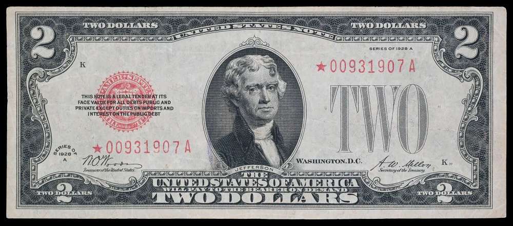 Scarce VF+ Series 1928-A $2 Star Note