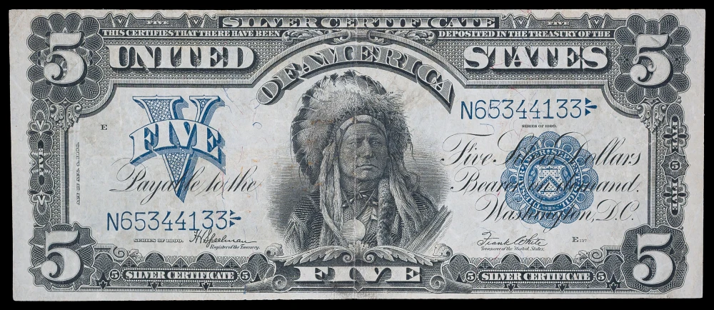VF+ Series 1899 Oncpapa Silver Certificate $5