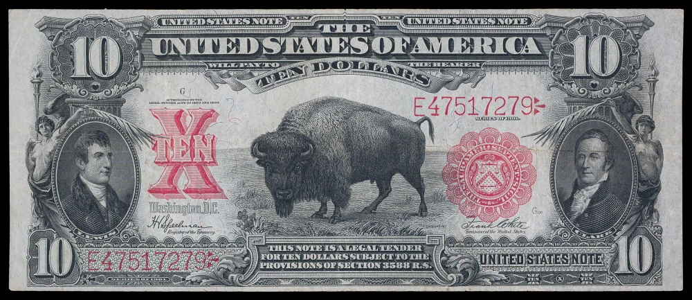 VF-EF Series 1901 Bison $10 United States Note