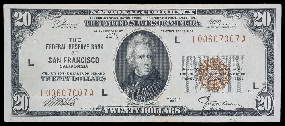 EF 1929 National Currency $20
