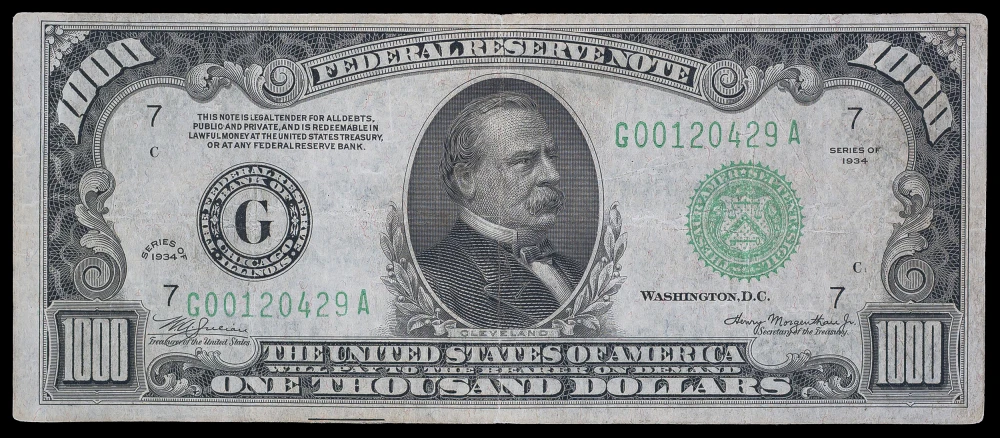 VF-EF Series 1934 $1,000 Federal Reserve Note